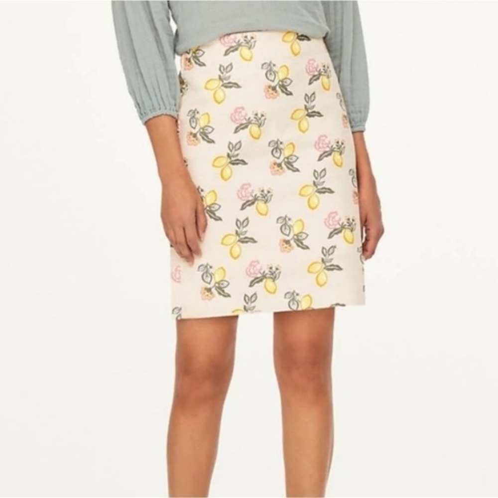 Loft Lemon Floral Pencil Career‎ Academia Skirt Size 10 New